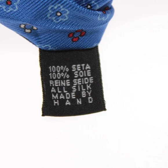 Drake's NWT Neck Tie in Blue w/ Red/White/Light Blue Geometric Pattern 100% Silk